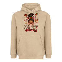 Mushroom happy holidays christmas afro messy bun Heavyweight Hoodie - texasbilliewilder