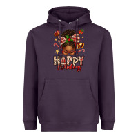 Plum happy holidays christmas afro messy bun Heavyweight Hoodie - texasbilliewilder