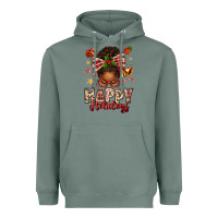 Sage happy holidays christmas afro messy bun Heavyweight Hoodie - texasbilliewilder