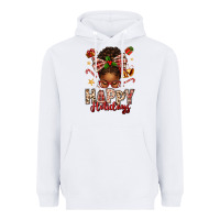 White happy holidays christmas afro messy bun Heavyweight Hoodie - texasbilliewilder
