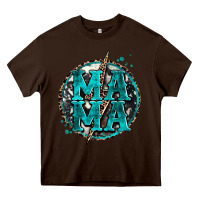 Chocolate Brown cowhide mama lighting bolt Heavy Core Tee - Zillion Design Studio