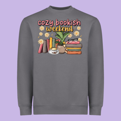 Cozy Bookish Weekend Heavyweight Sweatshirt Designed By Maliassmallbusiness