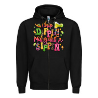 Black chip dippin' margarita sippin' Zipper Hoodie - LillyAllenDesigns