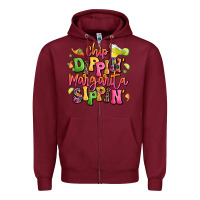Burgundy chip dippin' margarita sippin' Zipper Hoodie - LillyAllenDesigns