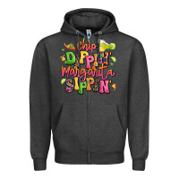 Charcoal Heather chip dippin' margarita sippin' Zipper Hoodie - LillyAllenDesigns