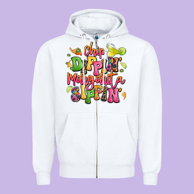 Chip Dippin' Margarita Sippin' Zipper Hoodie Designed By Lillyallendesigns