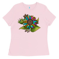 Bubblegum Pink western sunflower Ladies Tee - JahusDesignShop