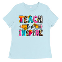 Baby Blue teach love inspire Ladies Tee - Zillion Design Studio