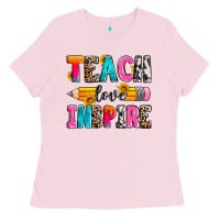 Bubblegum Pink teach love inspire Ladies Tee - Zillion Design Studio