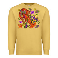 Antique Gold Crawfish and fleur de lis Premium Sweatshirt - NancyCooperArtShop