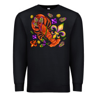 Black Crawfish and fleur de lis Premium Sweatshirt - NancyCooperArtShop