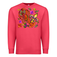 Cardinal Crawfish and fleur de lis Premium Sweatshirt - NancyCooperArtShop