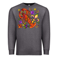 Charcoal Heather Crawfish and fleur de lis Premium Sweatshirt - NancyCooperArtShop