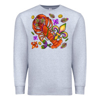 Heather Grey Crawfish and fleur de lis Premium Sweatshirt - NancyCooperArtShop