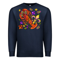 Navy Crawfish and fleur de lis Premium Sweatshirt - NancyCooperArtShop