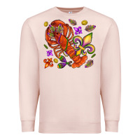 Pale Pink Crawfish and fleur de lis Premium Sweatshirt - NancyCooperArtShop