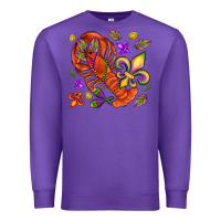 Purple Crawfish and fleur de lis Premium Sweatshirt - NancyCooperArtShop