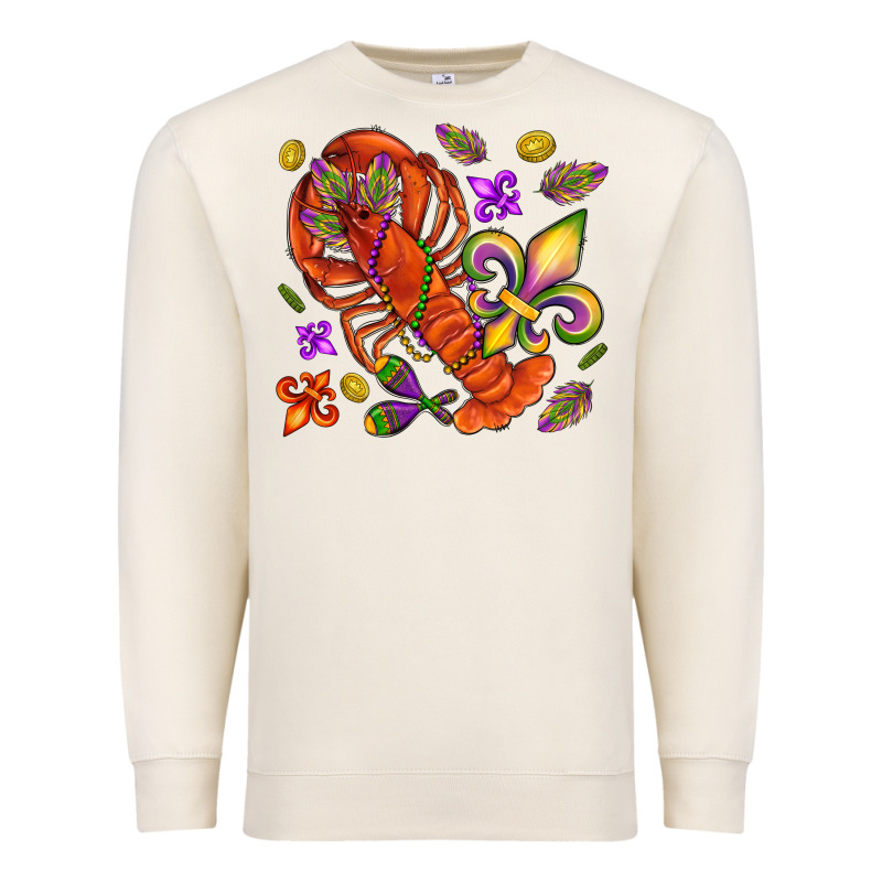 Crawfish And Fleur De Lis Premium Sweatshirt by NancyCooperArtShop | Teevron
