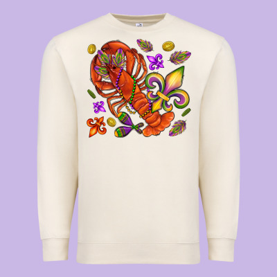 Crawfish And Fleur De Lis Premium Sweatshirt Designed By Nancycooperartshop
