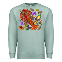 Seafoam Crawfish and fleur de lis Premium Sweatshirt - NancyCooperArtShop