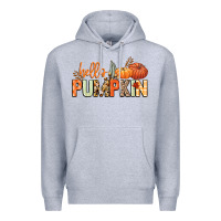 Heather Grey Hello pumpkin Premium Hoodie - NancyCooperArtShop