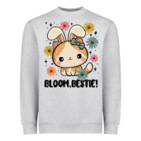 Heather Grey bloom bestie cat Heavyweight Sweatshirt - MaliasSmallBusiness