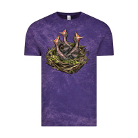 Cloud Purple Bird Nest With Baby Birds Vintage Tee - LillyAllenDesigns