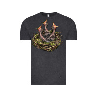 Vintage Black Bird Nest With Baby Birds Vintage Tee - LillyAllenDesigns