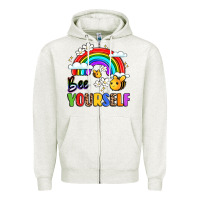 Oatmeal Heather bee yourself Zipper Hoodie - LillyAllenDesigns