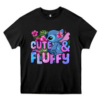 Black cute and fluffy stitch Heavy Core Tee - Zillion Design Studio