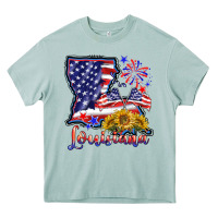 Arona 4th of july  louisiana map Heavy Core Tee - BarkalooDesign