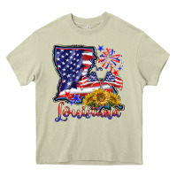 Mossy 4th of july  louisiana map Heavy Core Tee - BarkalooDesign
