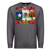 Charcoal Heather Mexican and Puerto Rico flag Premium Sweatshirt - texasbilliewilder