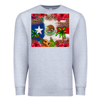 Heather Grey Mexican and Puerto Rico flag Premium Sweatshirt - texasbilliewilder