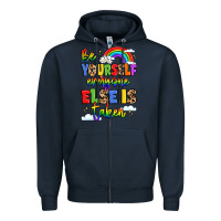 Navy be yourself everyone else in taken Zipper Hoodie - LillyAllenDesigns