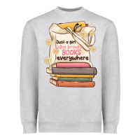 Heather Grey just a girl who brings books everywhere Heavyweight Sweatshirt - MaliasSmallBusiness