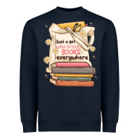 Navy just a girl who brings books everywhere Heavyweight Sweatshirt - MaliasSmallBusiness