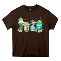 Chocolate Brown daisy coffee cups Heavy Core Tee - Zillion Design Studio