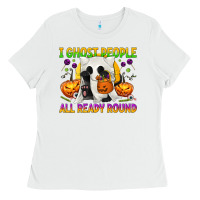 White I Ghost People All Ready Round Ladies Tee - texasbilliewilder