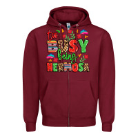 Burgundy too busy being hermosa Zipper Hoodie - LillyAllenDesigns