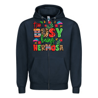 Navy too busy being hermosa Zipper Hoodie - LillyAllenDesigns