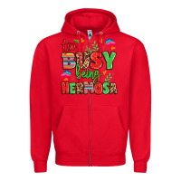 Red too busy being hermosa Zipper Hoodie - LillyAllenDesigns