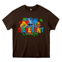 Chocolate Brown different is beautiful autism stitch Heavy Core Tee - Zillion Design Studio