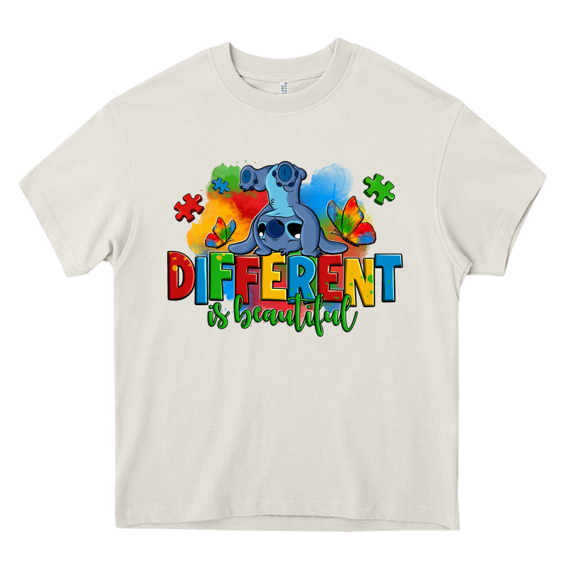 Different Is Beautiful Autism Stitch Heavy Core Tee by Zillion Design Studio | Teevron