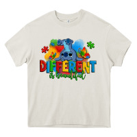 Cream different is beautiful autism stitch Heavy Core Tee - Zillion Design Studio