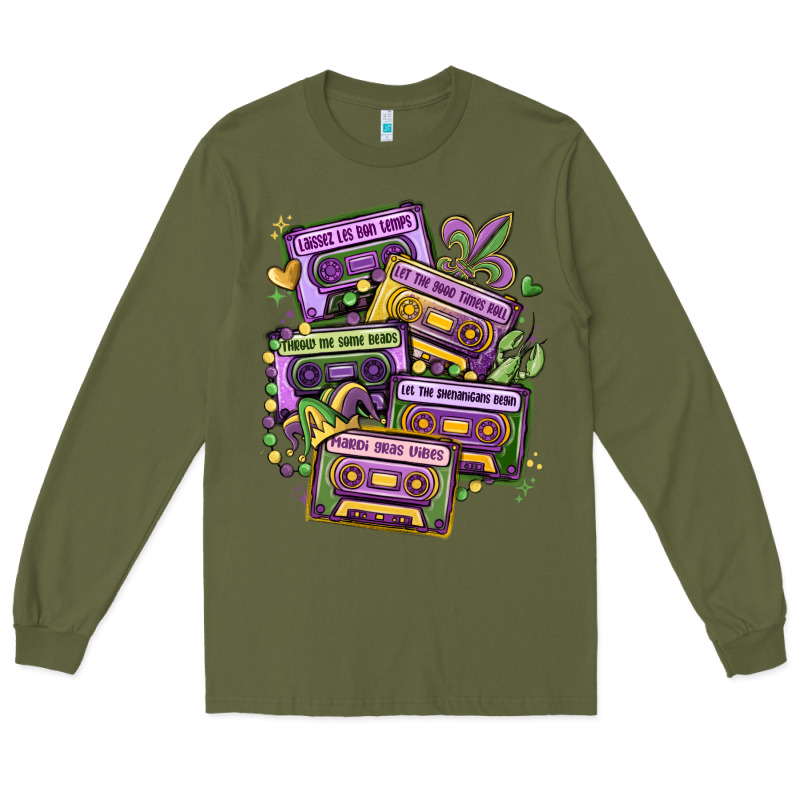 Mardi Gras Cassette Tapes Long Sleeve Tee by MaliasSmallBusiness | Teevron