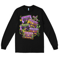 Black mardi gras cassette tapes Long Sleeve Tee - MaliasSmallBusiness