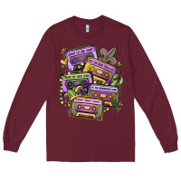 Burgundy mardi gras cassette tapes Long Sleeve Tee - MaliasSmallBusiness