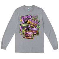 Heather Grey mardi gras cassette tapes Long Sleeve Tee - MaliasSmallBusiness