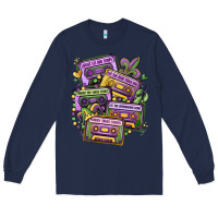 Navy mardi gras cassette tapes Long Sleeve Tee - MaliasSmallBusiness